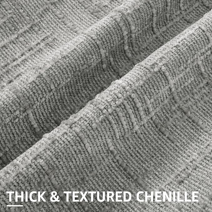 decorUhome Neutral Grey Chenille Throw Pillow Covers 20x20 Set of 2 Thick Textured Slubby Couch Pillow Covers Farmhouse Accent Modern Neutral Decorative Pillow Cases for Bed Sofa Living Room