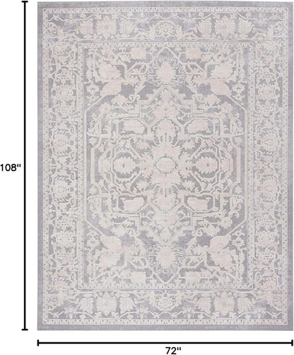 SAFAVIEH Area Rug 6x9 - Reflection Collection - Light Grey & Cream, Non-Shedding & Easy Cleaning, Ideal for Foyer, Living Room, Bedroom (RFT665C)