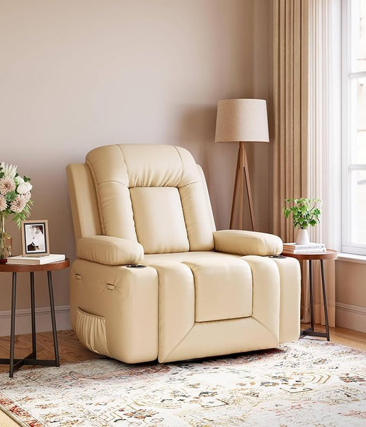 GarveeHome Power Lift Recliner Chair - Heat and Massage, Faux PU Electric Lift Recliner for Elderly & Mobility Impaired, Adjustable Back and Legs, Heavy Duty Lift Chair for Seniors