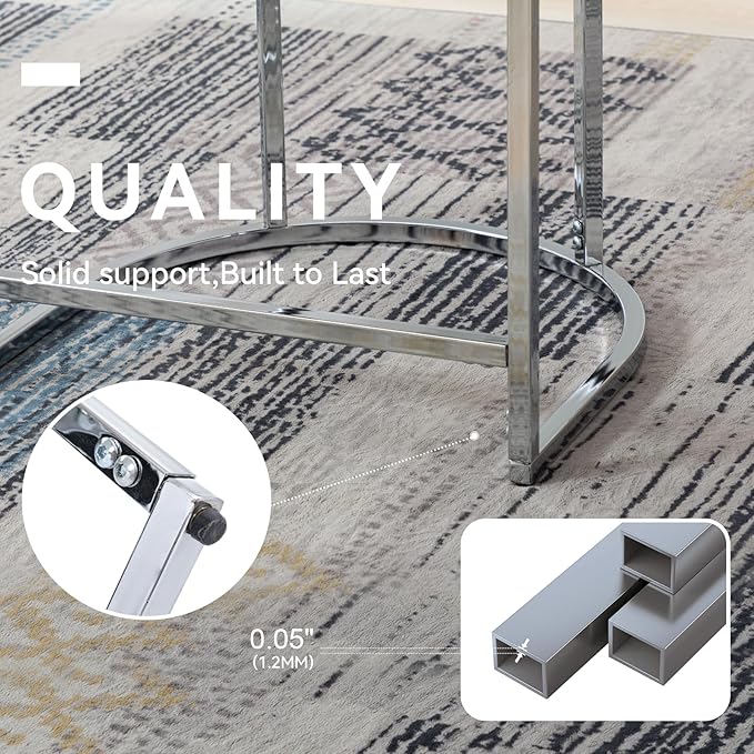 Contemporary Charcoal Linen Bar Stools Set of 3, 24" Upholstered Fabric Counter Height Barstools Kitchen Counter Island Stools with Screwed Together Chrome Finish Base