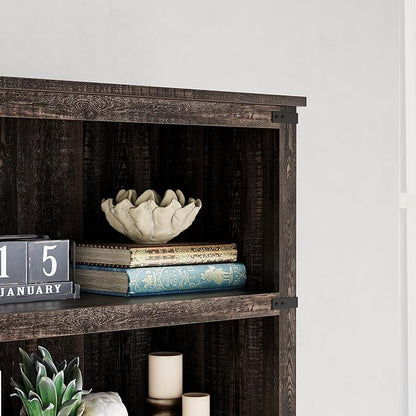 IDEALHOUSE 3 Tier Bookcase, Farmhouse Book Shelf with Storage, Low Book Case Wooden 3 Shelf Bookcase for Home Office, Living Room, Bed Room (Oak, 40.0" H x 31.5" W x 12.2" D)