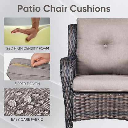 Patio Chair Cushions 4 Packs - Outside High Back Thickened Replacement Cushion 22x24 with Zipper Cover for Outdoor Rocking Swivel Chairs Loveseat Couch – Grey/Buckle