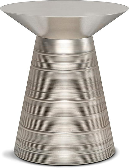 SIMPLIHOME Sheridan Industrial 18 Inch Wide Metal Accent Side Table in Antique Silver, Fully Assembled, For the Living Room and Bedroom