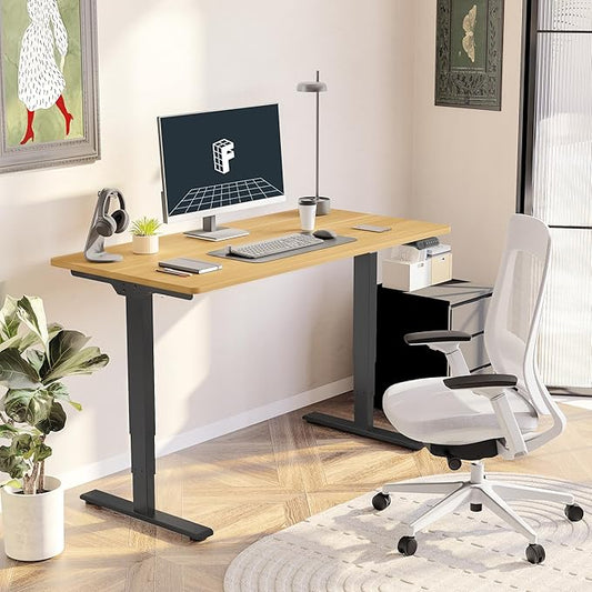 FLEXISPOT E6 3-Stage Dual Motor Electric Standing Desk 48 x 24 Sit Stand Up Desk, Holds 220 lbs, Adjustable Height w/Memory Presets, One-Piece Maple Desktop & Black Frame, Ships in 2 Boxes