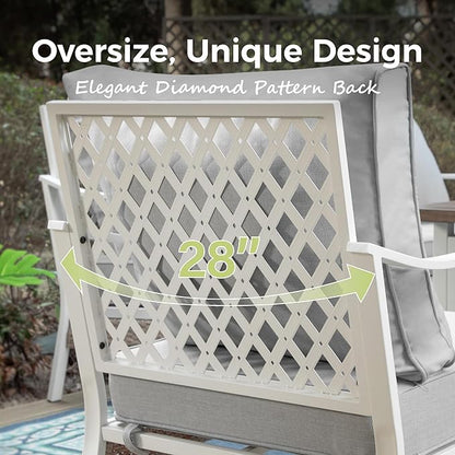 Patio Rocking Chairs Set of 2, Outdoor Sofa Chairs with Deep Seating and 5.5" Cushions, Steel Frame Porch Furniture for Lawn Backyard Deck, Light Grey