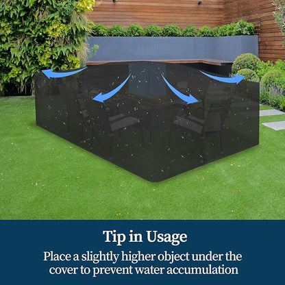 Easy-Going Patio Furniture Cover Waterproof Outdoor Rectangular Coffee Table Cover with Seal Tape at Seams (48" L x 28" W x 16" H, Black)