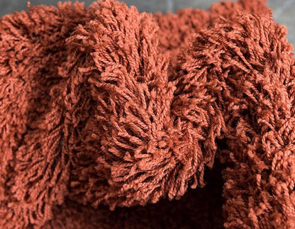 Unique Loom Solid Shag Collection Area Rug (6' 1" Round, Terracotta)
