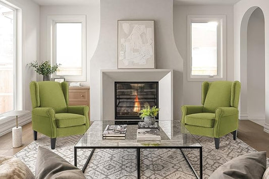 Accent Chair for Living Room Set of 2, High Back Reading Armchairs with Removable Seat Cushion, Mid-Century Single Couch in Fabric, Modern Ergonomic Wingback Chair for Bedroom,Club, Balcony