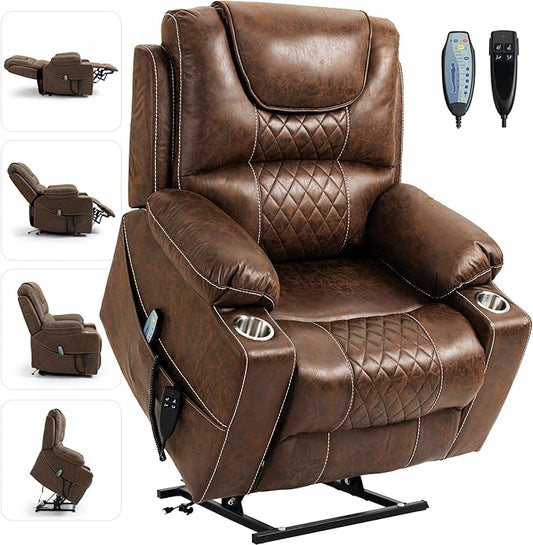 Lazy Boy Recliner ChairLazy Boy Recliner Chair with Heated and Massage, Upgraded Dual Motor Lay Flat Recliners, 25in Extra Wide Seat, Folding Tablet, Side Pocket