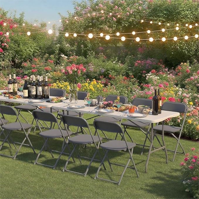 70 Pack Plastic Grey Folding Chairs,Portable Party Chairs Stackable Commercial Seats with Steel Frame for Office Home Outdoor Indoor Wedding Party Patio Dinning Events,350lbs Capacity