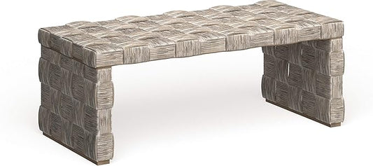 Safavieh Home Collection Adkin White Rattan Rectangle Coffee Table