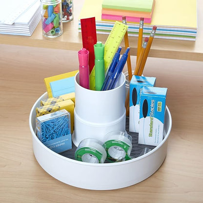 Copco 10-Inch Multi-Compartment Storage Turntable with Non-Skid Liner & Soft Base - 2-Section Divided Lazy Susan Organizer for Kitchen Storage, Pantry, Bathroom, Office Supplies