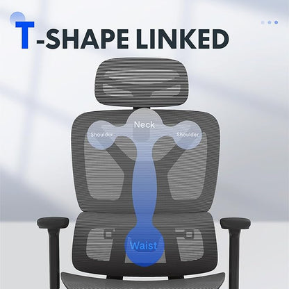 FLEXISPOT ErgoX Premium Ergonomic Office Chair with Footrest- Adjustable 3D Armrests, Dynamic Lumbar Support, Recline & Tilt Function, Mesh Seat, for Home & Office Use,Dark Grey