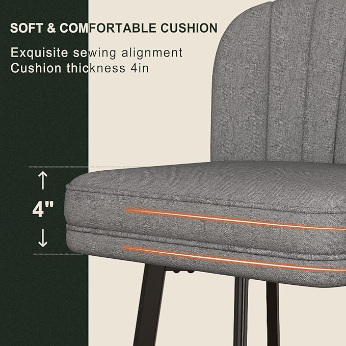 Swivel Counter Height Bar Stools Set of 2, 30'' Modern Barstools with Backs and Metal Legs, Upholstered Bar Chairs,Mid-Gray,Fabric Stools for Kitchen Island Chairs
