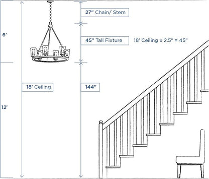Progress Lighting Drum Shade Collection Five-Light Chandelier, Farmhouse Style Hanging Ceiling Light Fixture for Dining Rooms, Foyers, White Fabric Shade, Brushed Bronze