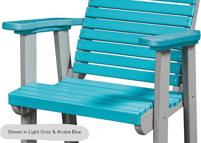 DutchCrafters Modern Horizontal Slat High Back Poly Outdoor Patio Chair (White & Weatherwood)