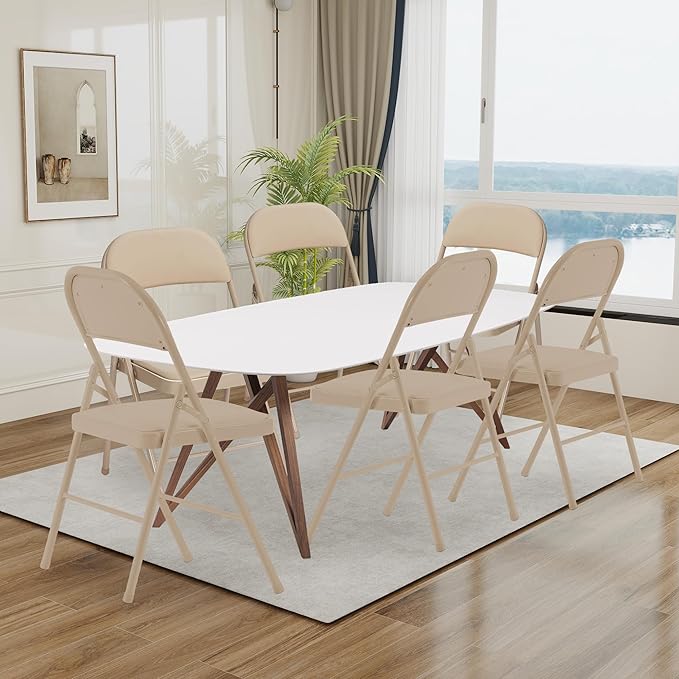 Khaki Folding Chairs 20 Pack with Padded Cushion and Back, Portable Duty Metal Frame Commercial Seat, Foldable Indoor Outdoor Chairs for Office Party Events Kitchen Dinning Wedding, 330-LBS Capacity