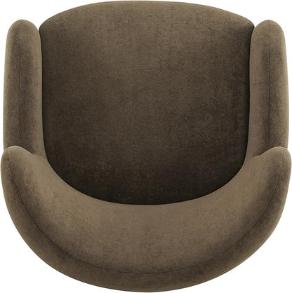 Christopher Knight Home Auden Wingback Accent Chair, Fabric Club Chair, Velvet Upholstered Armchair, Curved Backrest Single Sofa, Soft Cushion Seating, Reading Lounge Chair for Living Room, Brown