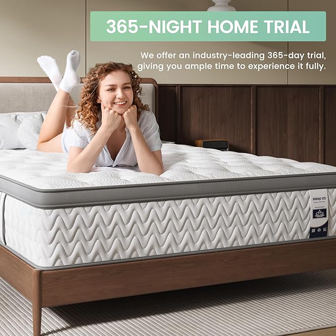 King Mattress 12 Inch – Hybrid Mattresses for Back Pain, Extra Lumbar & Shoulder Support, Fiberglass-Free & No Odor, 365-Night Trial