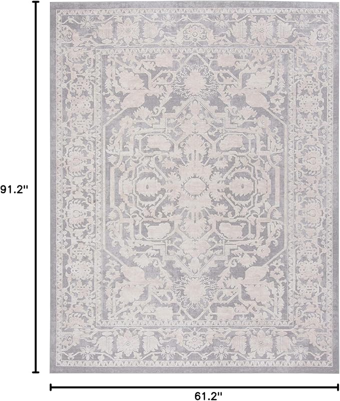 SAFAVIEH Reflection Collection Area Rug - 5'1" x 7'6", Light Grey & Cream, Non-Shedding & Easy Cleaning, Ideal for Living Room, Bedroom (RFT665C)