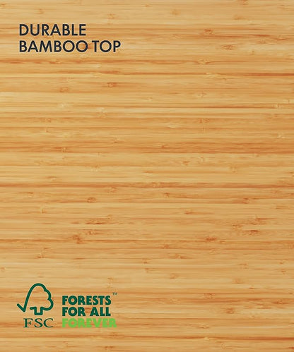 FLEXISPOT E6 MAX Bamboo 55x28 Inch Dual Motor 3-Stage Heavy Duty Standing Desk, 330lbs Weight Capacity, Height Adjustable Desk w/Cable Management & Wheels (Solid Bamboo Curved Desktop + White Frame)