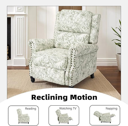 Recliner Chair, Modern Pushback Armchair with Adjustable Backrest & Footrest for Bedroom, Living Room (Rococo Green,Set of 2)