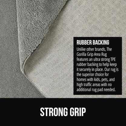 GORILLA GRIP Slip Resistant Soft Washable Stain Resistant Area Rug, Plush Thick Carpet for Nursery, Bedroom, Living Room, Non-Shedding Floor Rugs, Kid and Pet Friendly, Baby Home Decor, 2x3, Gray