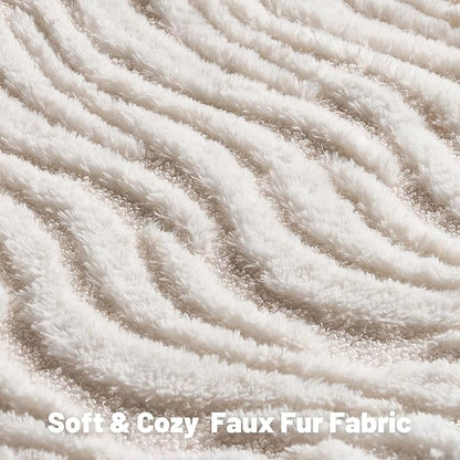 FUTEI White Decorative Throw Pillow Covers 20x20 Inch Set of 2,Soft Faux Fur Geometric Shapes Texture Cushion Case,Boho Home Decor for Couch Bed Living Room