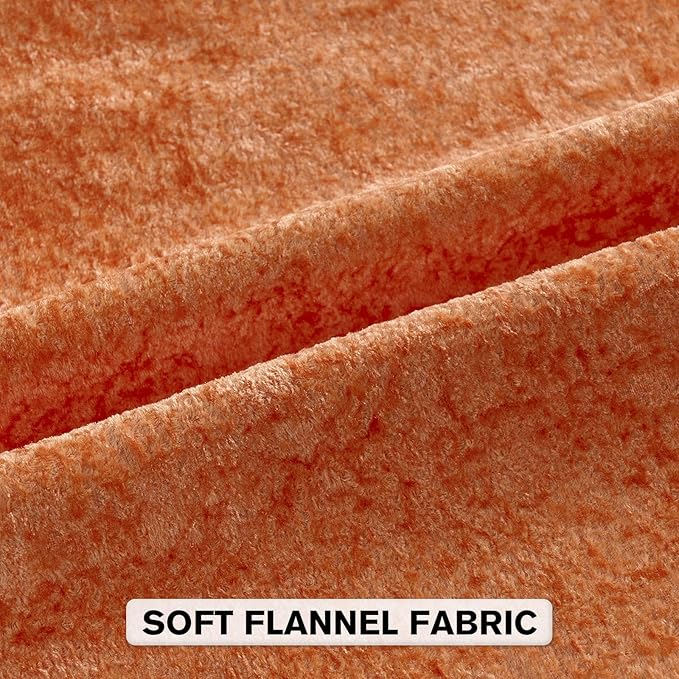 FUTEI Orange Flannel Throw Pillow Covers 24x24 Inch Set of 2,Soft Dimensional Textured European Cushion Cases,Modern Home Decor for Couch Living Room