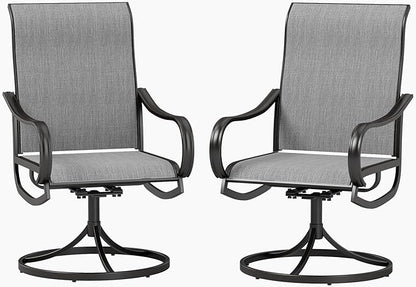 PHI VILLA Patio Swivel Dining Chairs Set of 2, Outdoor Chair with Textilene Mesh Fabric & Black Metal Frame for All Weather Outdoor Lawn Garden Poolside (Gray)