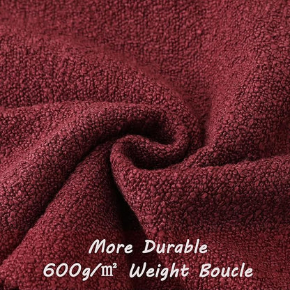 FUTEI Pack of 2 Burgundy Decorative Throw Pillow Covers 18x18 Inch Soft Cozy Solid Boucle Textured Cushion Case,Modern Home Decor for Couch Bed Living Room