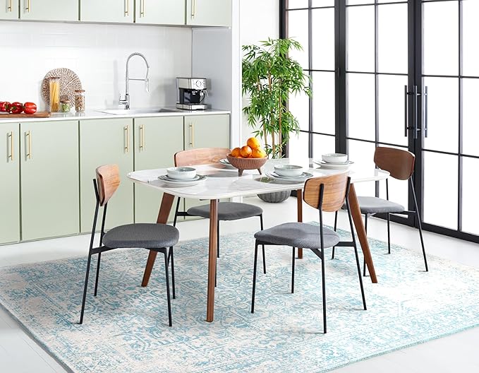 SAFAVIEH Area Rug 10x14 - Evoke Collection - Large - Ivory & Aqua, Distressed Design, Non-Shedding & Easy to Clean, Ideal for Living Room, Bedroom, Dining Space (EVK256J)