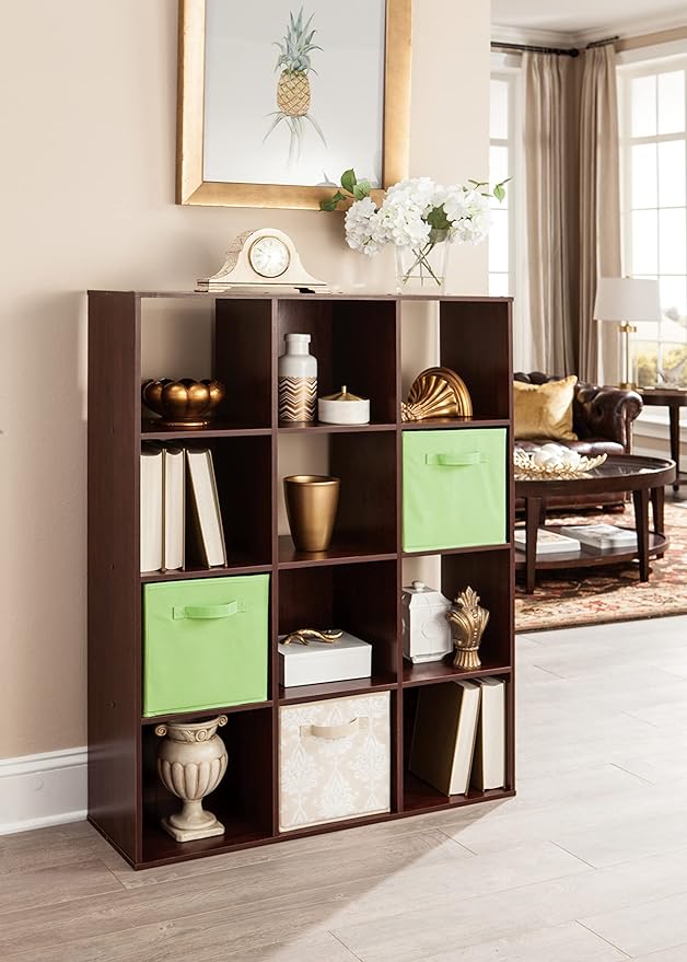 ClosetMaid Cubeicals 12 Cube Storage Shelf Organizer Bookshelf, Stackable, Vertical or Horizontal, Easy Assembly, Wood, Dark Cherry Finish