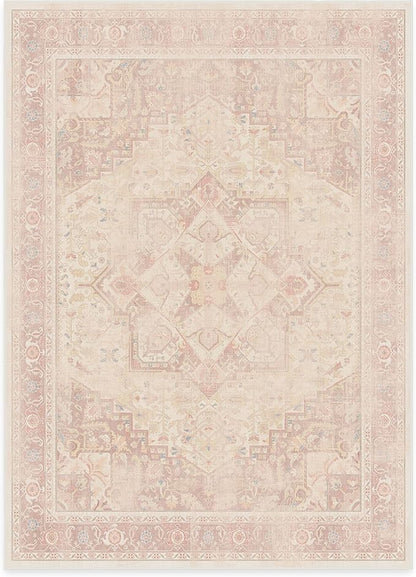 RUGGABLE Washable Area Rug – Kamran Soft Pink 5x7, Stain-Resistant, Non-Slip – Medium Machine Washable Rugs for Living Room, Bedroom, Hallway, Entryway & Office–with Cushioned Pad