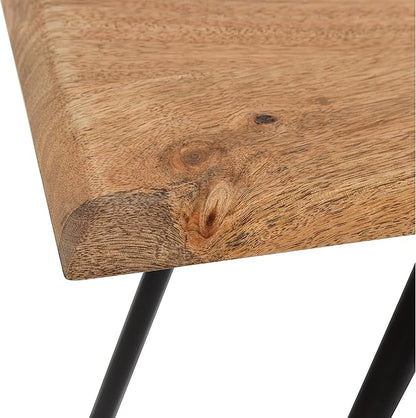 Kate and Laurel Pallson Modern Bench, 36 x 14 x 20, Natural Wood and Black, Decorative Boho Decor for Storage and Display