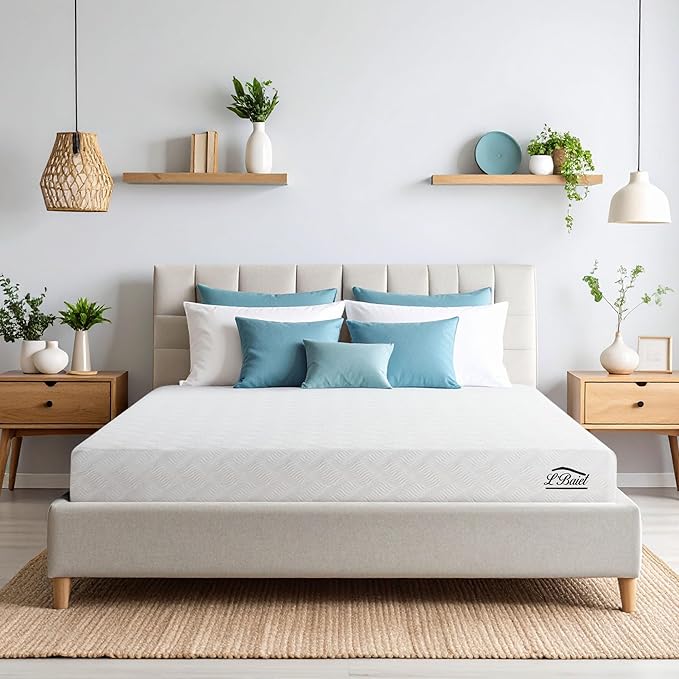 L’Baiet 6 Inch Gel Memory Foam Mattress, Queen Size - Bed in a Box - Medium Firm - Breathable Cooling-Gel Comfort Technology - Pressure Relief Comfy Support Soft Fabric Cover - CertiPUR-US Certified