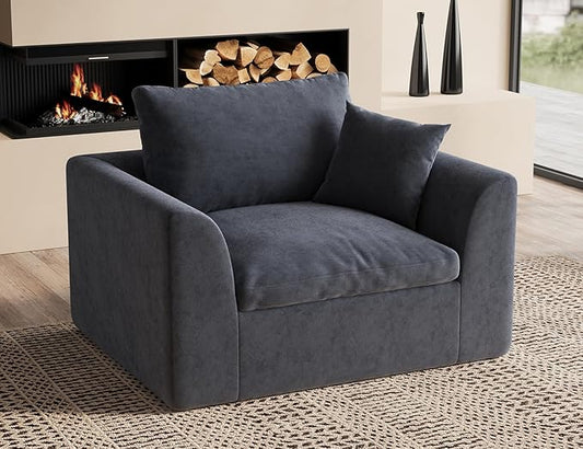 48.6" Single Sofa, Small Boneless Couches for Living Room, Cloud Couch for Bedroom, Office, Grey
