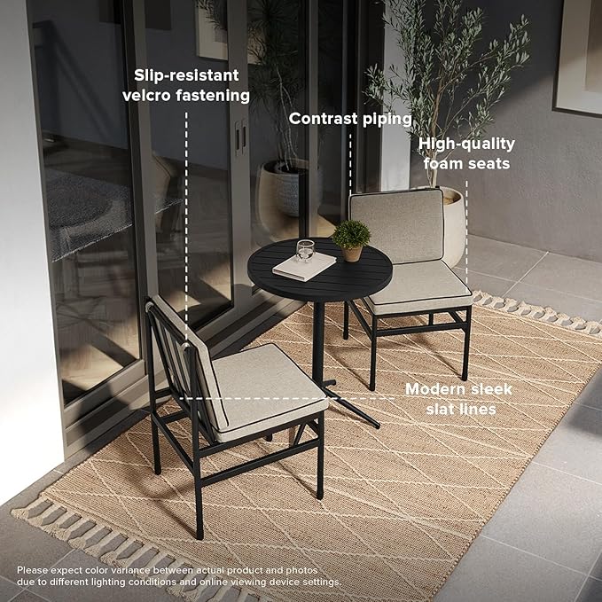 mopio Odelia Counter Stool Set of 4, Outdoor Chair with Removable Cushions and Rust Free Metal Frame, Conversation Sets for Front Porch, Balcony, Yard, Bistro (Counter Stool x4, Beige)