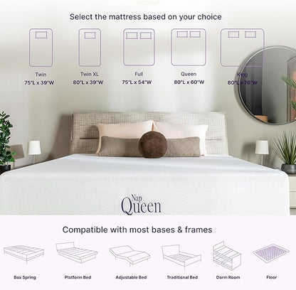 NapQueen Full Mattress, 14 Inch Charcoal Memory Foam Mattress, Full Bed Mattress in a Box, CertiPUR-US Certified, Medium Firm, Breathable Soft Fabric Cover