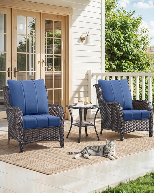 Luxury 24x24x6 Inch Kitty Outdoor Cushions - Water Resistant 1 Set Deat Seat Patio Furniture Cushion for Wicker Dining Rocking Swivel Chairs Loveseat Couch Sectional Sofa - Navy Blue