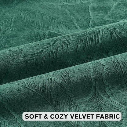 FUTEI Christmas Dark Green Velvet Throw Pillow Covers 12x20 Inch Set of 2,Soft Embossed Leaf-Relief Textured Lumbar Pillow Cases,Natural Home Decor for Couch Living Room