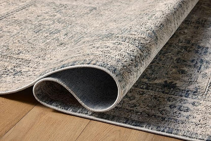 Loloi Teagan Collection TEA-04 Sky/Natural 3'-4" x 5'-7" Accent Rug, Large, Soft Neutral Rug, High-Traffic for Living Room, Bedroom, Home Office, Dining Area