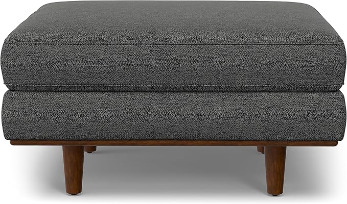 SIMPLIHOME Morrison Mid-Century Modern 89 inch Wide Sofa with Ottoman Set in Charcoal Grey Tightly Woven Performance Fabric for the Living Room and Family Room