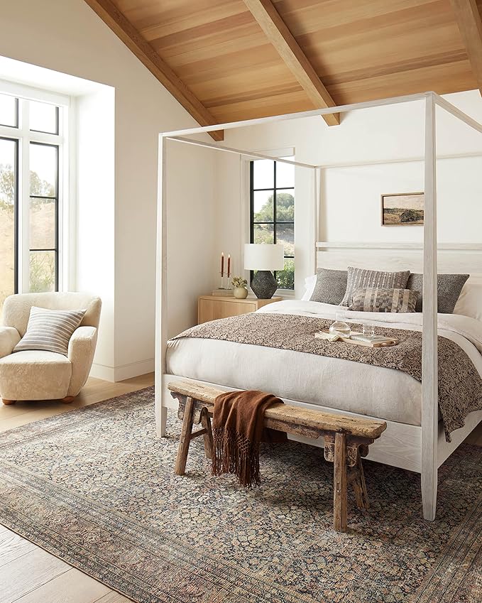 Loloi Amber Lewis Morgan Collection MOG-03 Denim/Multi 8'-3" x 11'-3" 38" Thick Area Rug feat. CloudPile, Neutral, Room Décor, Vintage Inspired, Livingroom, Bedroom, Dining Area
