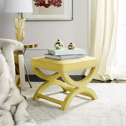 Safavieh MCR4645 Mystic Upholstered Ottoman Color: Cream