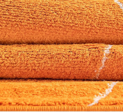 Unique Loom Trellis Frieze Collection Area Rug - Geometric (5' 1" Round, Orange/ Ivory)