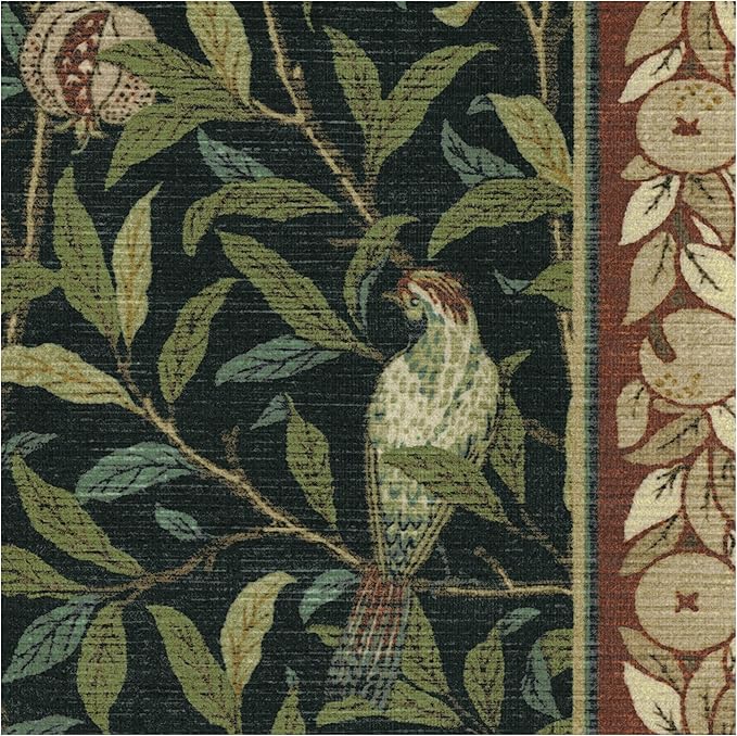 RUGGABLE x Morris & Co Washable Area Rug – Pomegranate Blue Green 3x5, Stain-Resistant, Non-Slip – Small Machine Washable Rugs for Living Room, Bedroom, Hallway, Entryway & Office–with Standard Pad