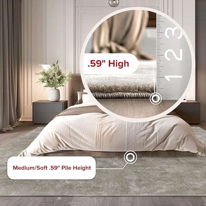 nuLOOM 3' x 5' Cozy Plush SuperiorWash Area Rug, Machine Washable, Non-Slip, Soft Fluffy Shag Carpet for Living Room Bedroom Kids Room Nursery Home Decor, Loni Beige