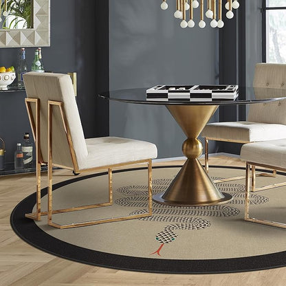 RUGGABLE x Jonathan Adler Machine Washable Modern Area Rug – Venom Neutral 8 ft Round, Stain-Resistant, Non-Slip – Large Rugs for Living Room, Bedroom, Hallway, Entryway & Office–with Standard Pad