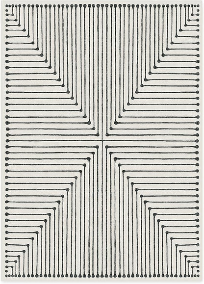 RUGGABLE x Jonathan Adler Machine Washable Modern Area Rug– Inkdrop Black & Ivory 10x14, Stain-Resistant, Non-Slip – Large Rugs for Living Room, Bedroom, Hallway, Entryway & Office–with Cushioned Pad